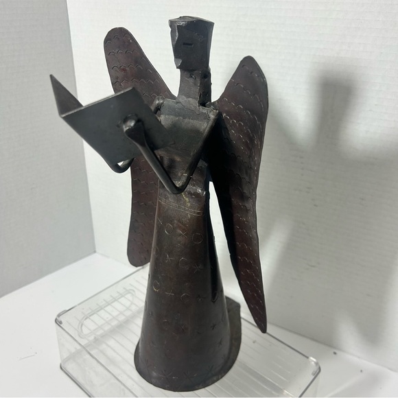 Other - Vintage Christmas Holiday Brutalist Rustic Forged Metal Angel Etched Sculpture